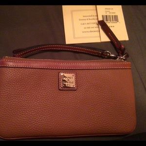 QVC Dooney & Bourke pebble leather caramel wristlet - NEW